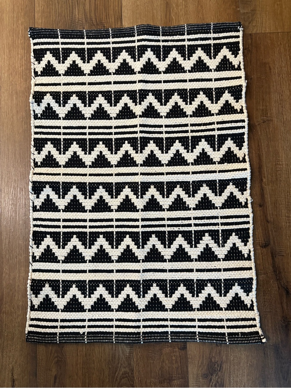 Black & Cream Geometric Woven Rug